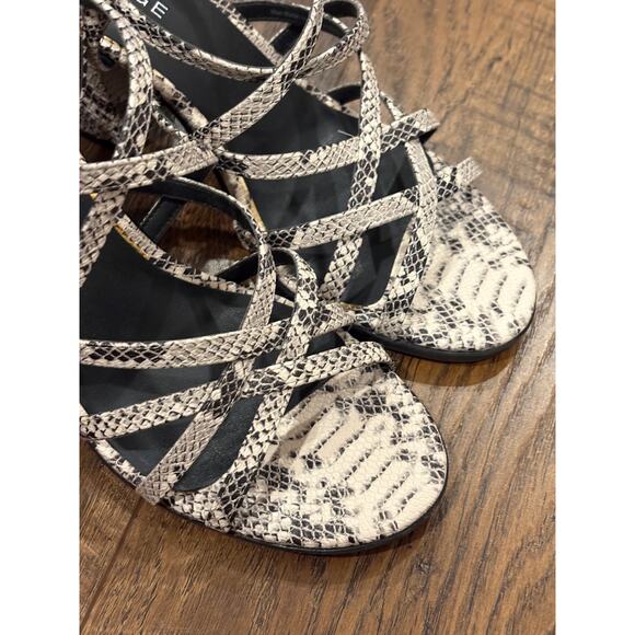 Rampage Y2K Snake Skin Print Sandals Heels Size 8 Strappy Block Heel - Picture 3 of 9